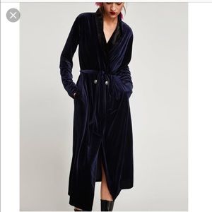 Zara Navy Blue Velvet Kimono